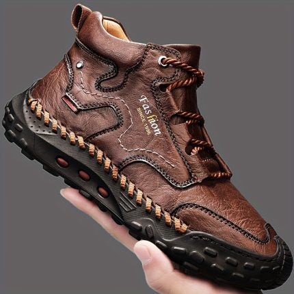 Men's Trail Running Shoes - Black, White, Brown - Athletic Sneakers for Hiking, Walking, and Sports